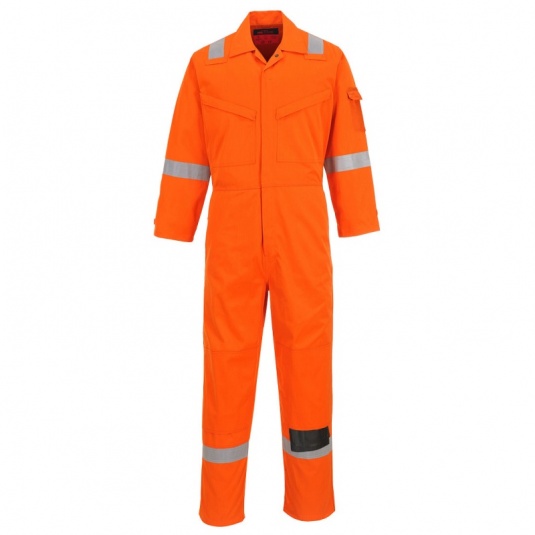 Portwest AF53 Araflame Orange Flame-Resistant Coveralls with Knee Pad Pockets