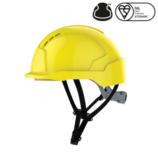 JSP EVOlite Yellow Electrical Safety Micro Peak Helmet with Linesman Slip Ratchet