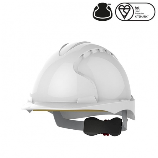 JSP EVO3 White Electrical Safety Helmet with Wheel Ratchet