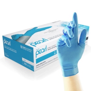 Unigloves GP001 Blue Pearl Chemical-Resistant Nitrile Disposable Gloves (Box of 100)