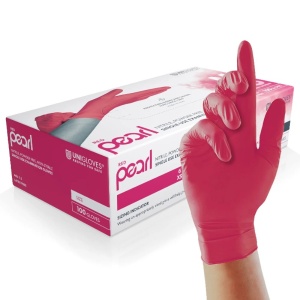 Unigloves GP006 Red Pearl Chemical-Resistant Nitrile Disposable Gloves (Box of 100)
