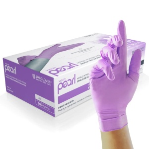 Unigloves GP007 Violet Pearl Chemical-Resistant Nitrile Disposable Gloves (Box of 100)