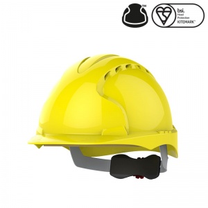 JSP EVO3 Yellow Vented Industrial Safety Helmet with Wheel Ratchet