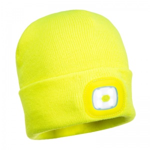 Portwest B029 Yellow Beanie with Rechargeable LED Light
