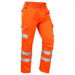 Leo Workwear EcoViz CT01 Bideford Hi-Vis Orange Cargo Trousers