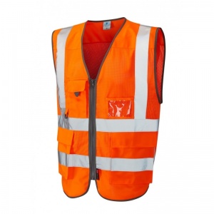 Leo Workwear EcoViz W20 Cobbaton Superior Coolviz Orange Hi-Vis Vest