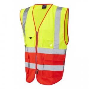 Leo Workwear W11 Lynton Superior Yellow and Red Hi-Vis Vest