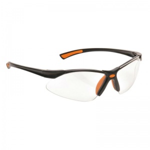Portwest Clear Lens Bold Pro Safety Glasses with Orange Temples PW37ORR