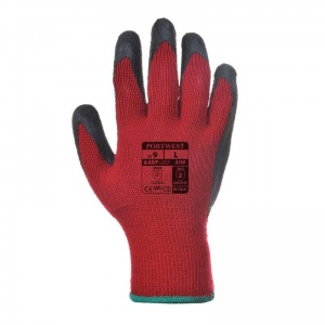 Portwest A100 Latex Palm Grip Red and Black Gloves (Case of 144 Pairs)
