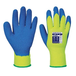 Portwest A145 Thermal Crinkle Latex Grip Yellow and Blue Gloves