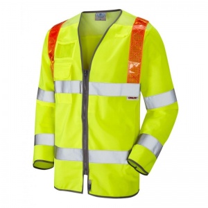 Leo Workwear EcoViz S13 Barbrook Yellow Sleeved Hi-Vis Vest with Braces