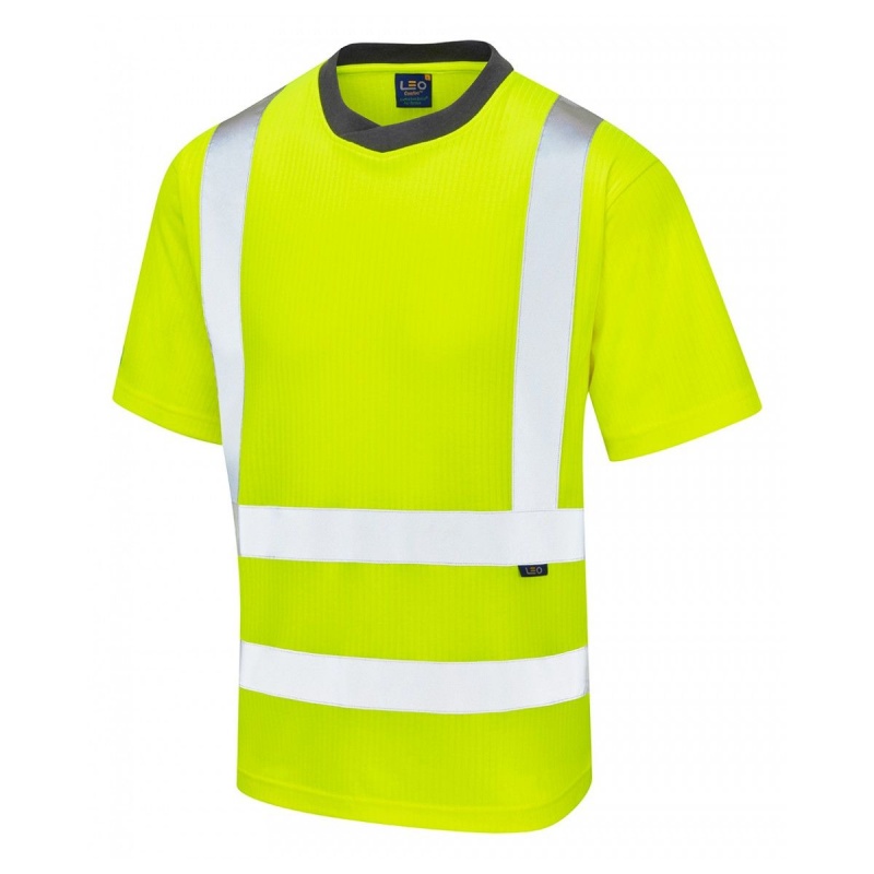 Leo Workwear T01 Newport EcoViz Bamboo Yellow Hi-Vis T-Shirt