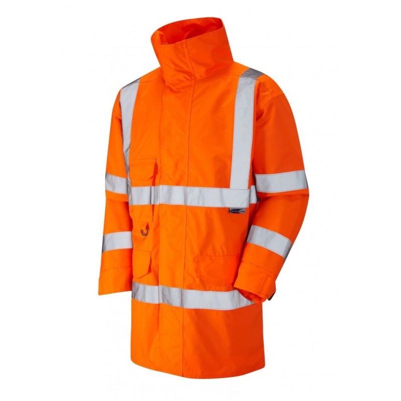 Leo Workwear A06 Torridge Breathable Waterproof Orange Hi-Vis Anorak