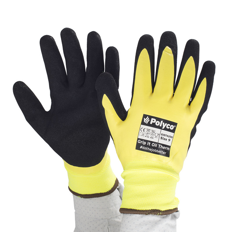 Polyco Grip It Hi-Vis Waterproof Thermal Oil Gioth Gloves