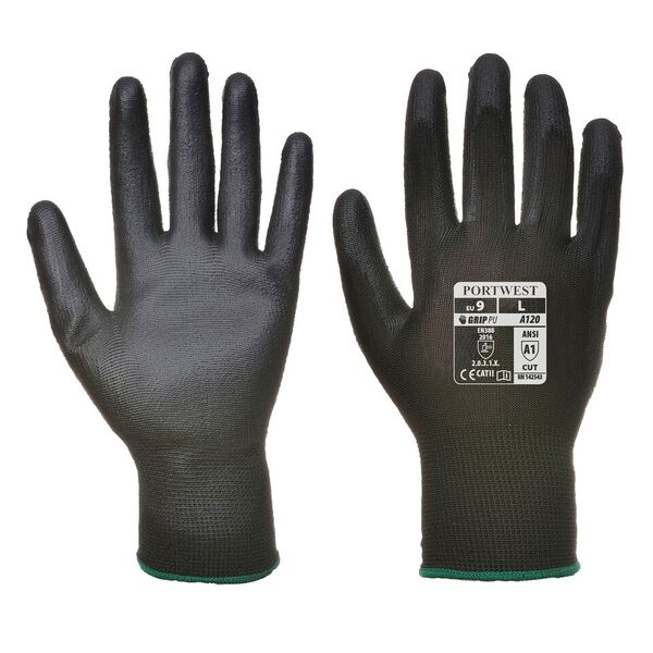 Portwest A120BK PU Palm-Coated All-Round Black Gloves
