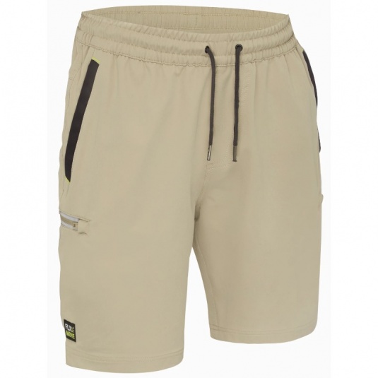 Bisley Flx Move Stretch Elastic Waist Cargo Shorts (Stone)