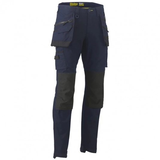 Bisley Flx & Move Navy Stretch Cargo Trousers with Tool and Knee Pad Pockets (Regular Length)