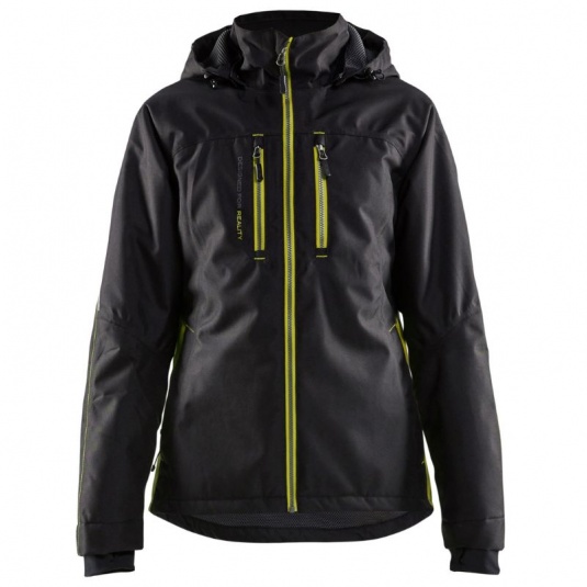 Blaklader Workwear Women's Lightweight Wind and Waterproof Work Jacket (Black/Hi-Vis Yellow)