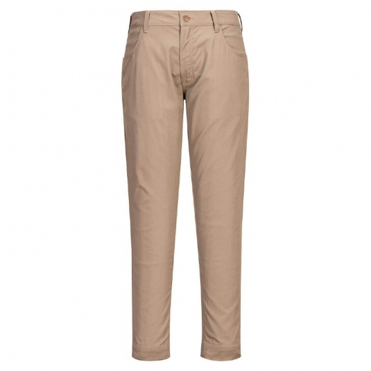 Portwest FR404 Flame-Resistant Slim-Fit Stretch Work Trousers (Khaki)