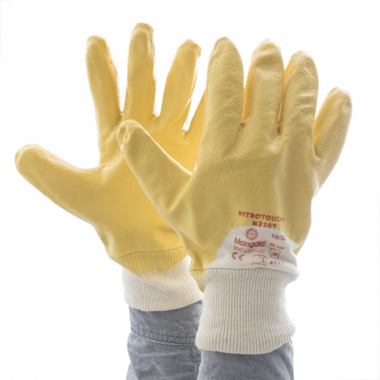 Ansell Nitrotough N230Y 3/4 Nitrile Dipped  Jersey Lined Gloves