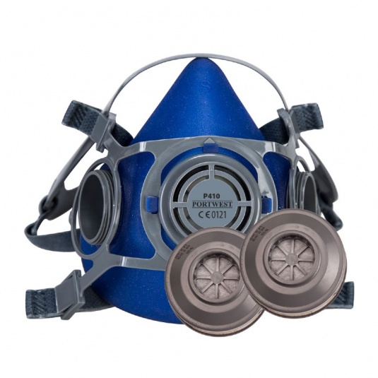 Portwest P418 Auck Ultra-Lightweight Half-Mask Respirator Kit with Two Filters (Blue)