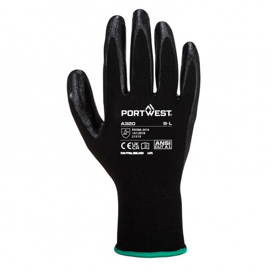 Portwest Dexti-Grip A320BK Nitrile Foam Coated Black Gloves