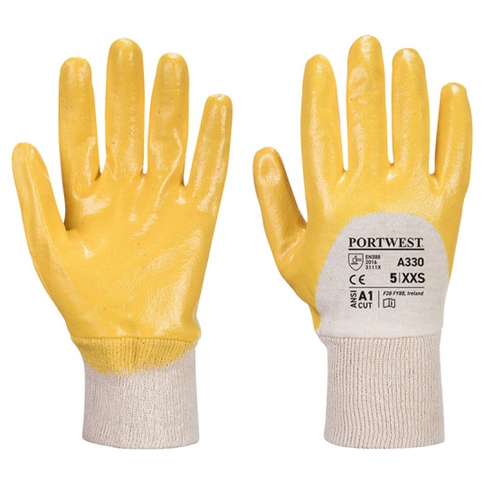 Portwest Nitrile Light Yellow Handling Work Gloves A330YE