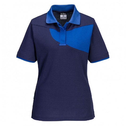 Portwest PW219 Premium Cotton Comfort Women's Polo Shirt (Navy / Royal Blue)