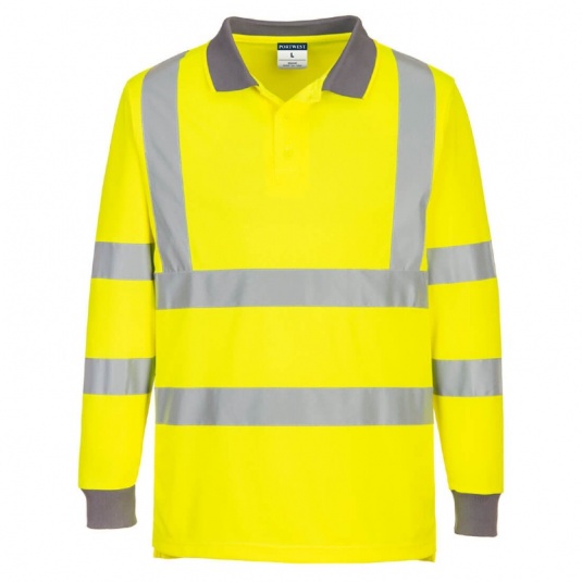 Portwest EC11 Eco Hi-Vis Yellow Long-Sleeve Polo Shirt (Pack of 6)