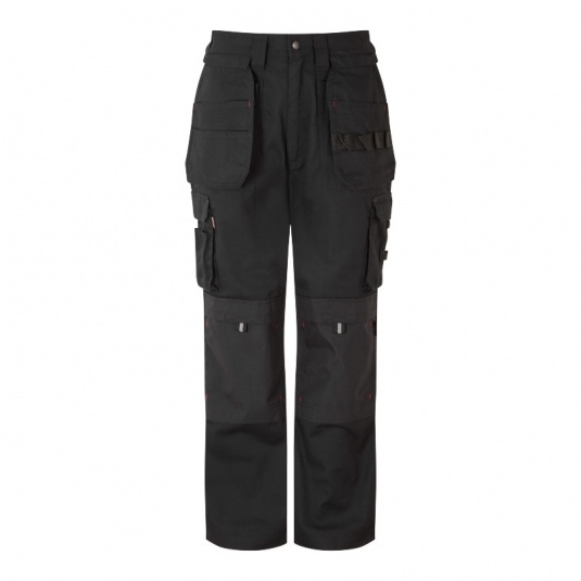 TuffStuff 700 Extreme Triple-Stitched Black Trade Work Trousers with Knee Pad Pockets (Long)