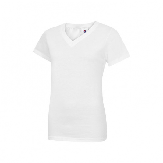 Uneek UC319 Ladies Classic V-Neck Work T-Shirt (White)
