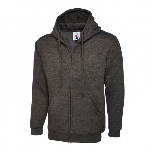 Uneek UC504 Full-Zip Unisex Hoodie (Black) - Workwear.co.uk