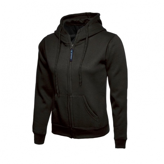 Uneek UC504 Full-Zip Unisex Hoodie (Black) - Workwear.co.uk