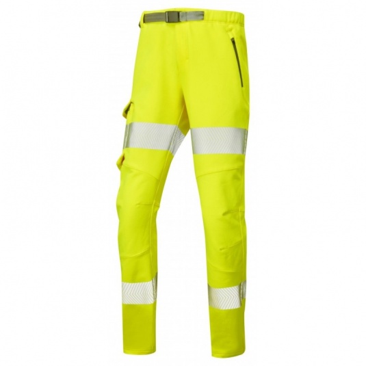 Leo Workwear EcoViz WTL01 Starcross Women's Hi-Vis Yellow Stretch Trousers
