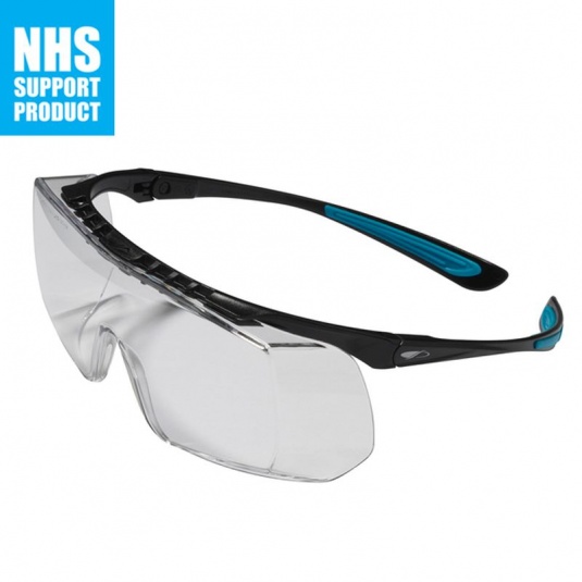 JSP Coverlite Black Frame Clear Overspecs Glasses