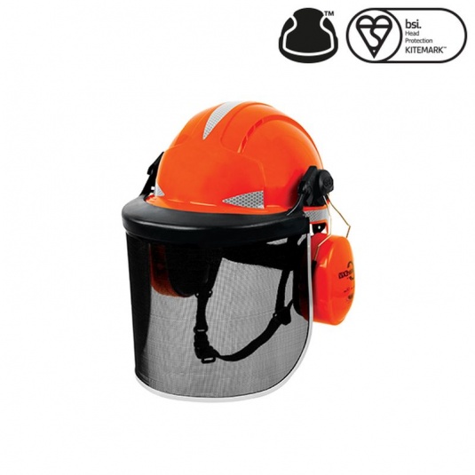 JSP EVOlite Orange Forestry Helmet with Safety Visor