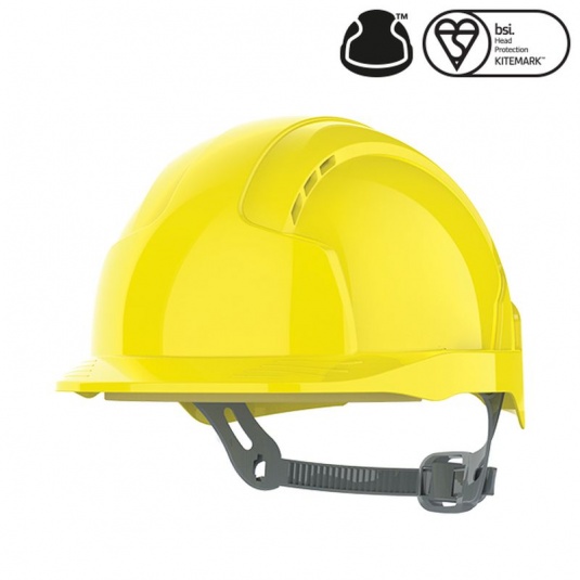 JSP EVOlite Yellow Vented Helmet with Slip Ratchet
