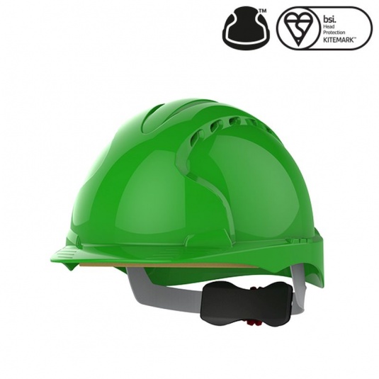 JSP EVO3 Green Vented Industrial Safety Helmet with Wheel Ratchet