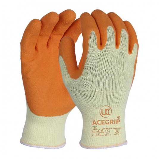 UCi AceGrip Orange General Purpose Lightweight Latex-Coated Gloves