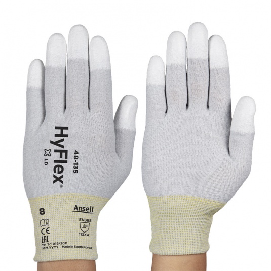 Ansell HyFlex 48-135 ESD Protective Gloves with PU Dipped Fingers