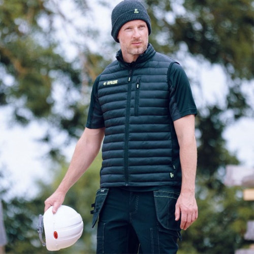 Apache Picton-Gilet Elasticizzato con deflettori in Poliestere Riciclato M, Nero, M Uomo