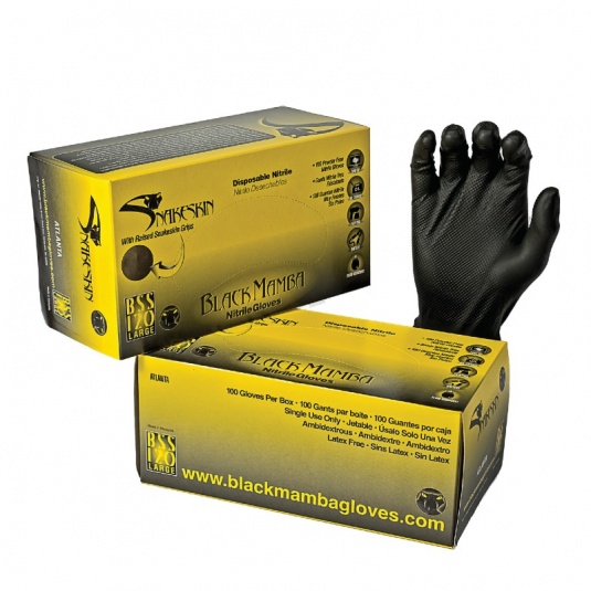 Black Mamba Snakeskin Nitrile Disposable Gloves (Box of 100 Gloves)