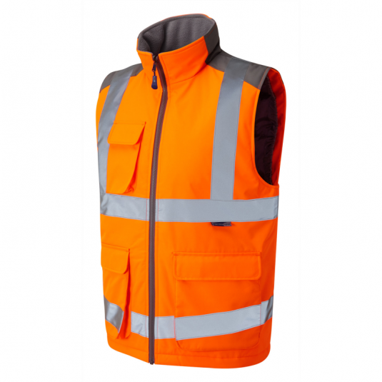Leo Workwear EcoViz BW01 Torrington Hi-Vis Orange Bodywarmer