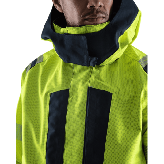 Fristads Workwear 127666 Hi-Vis Airtech Shell Jacket Class 3 - Waterproof, Windproof, Breathable With Detachable Hood