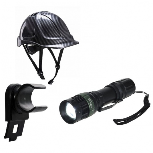 Portwest Safety Helmet, Torch and Torch Clip Low Light Bundle