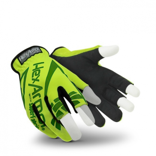 HexArmor Chrome Series 4034 Hi-Vis SlipFit Partially Fingerless Gloves