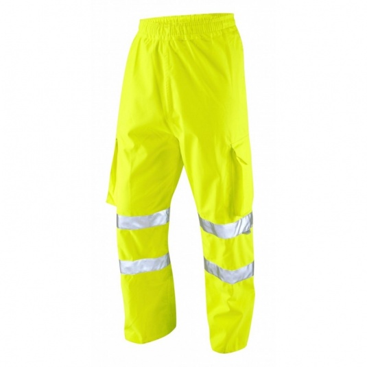 Leo Workwear EcoViz L02 Instow Hi-Vis Breathable Yellow Overtrousers