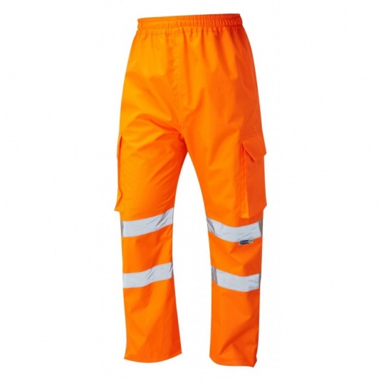 Leo Workwear L01 Appledore Hi-Vis Waterproof Orange Overtrousers