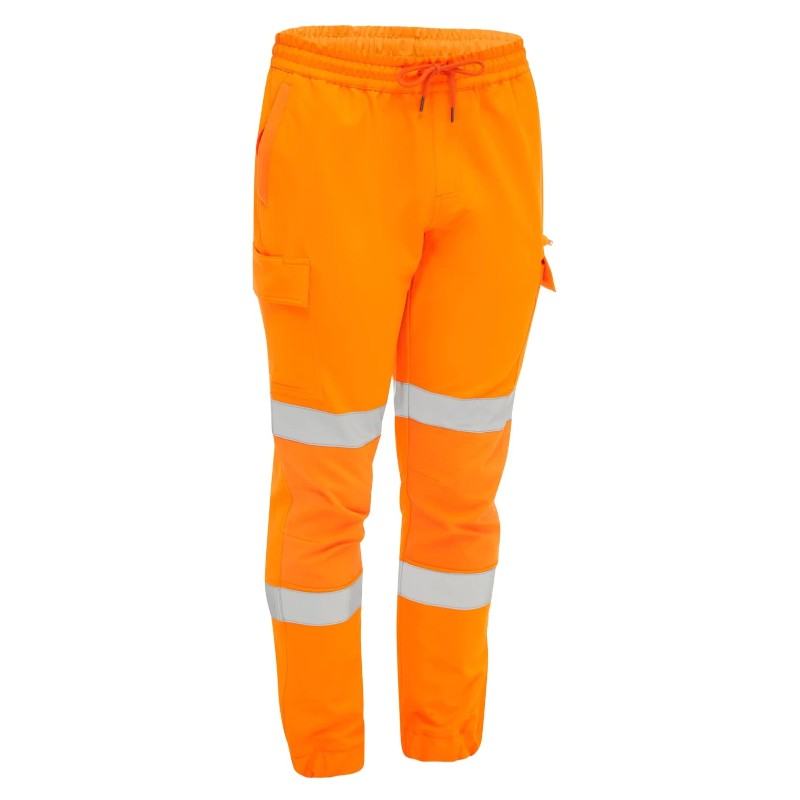 Hi Vis Tracksuit Bottom Work Trousers Bisley Flx Move Hi-Vis