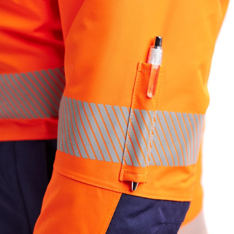 Spartan - Taped Heavyweight Cotton Drill Hi Vis Jacket - Orange/Navy